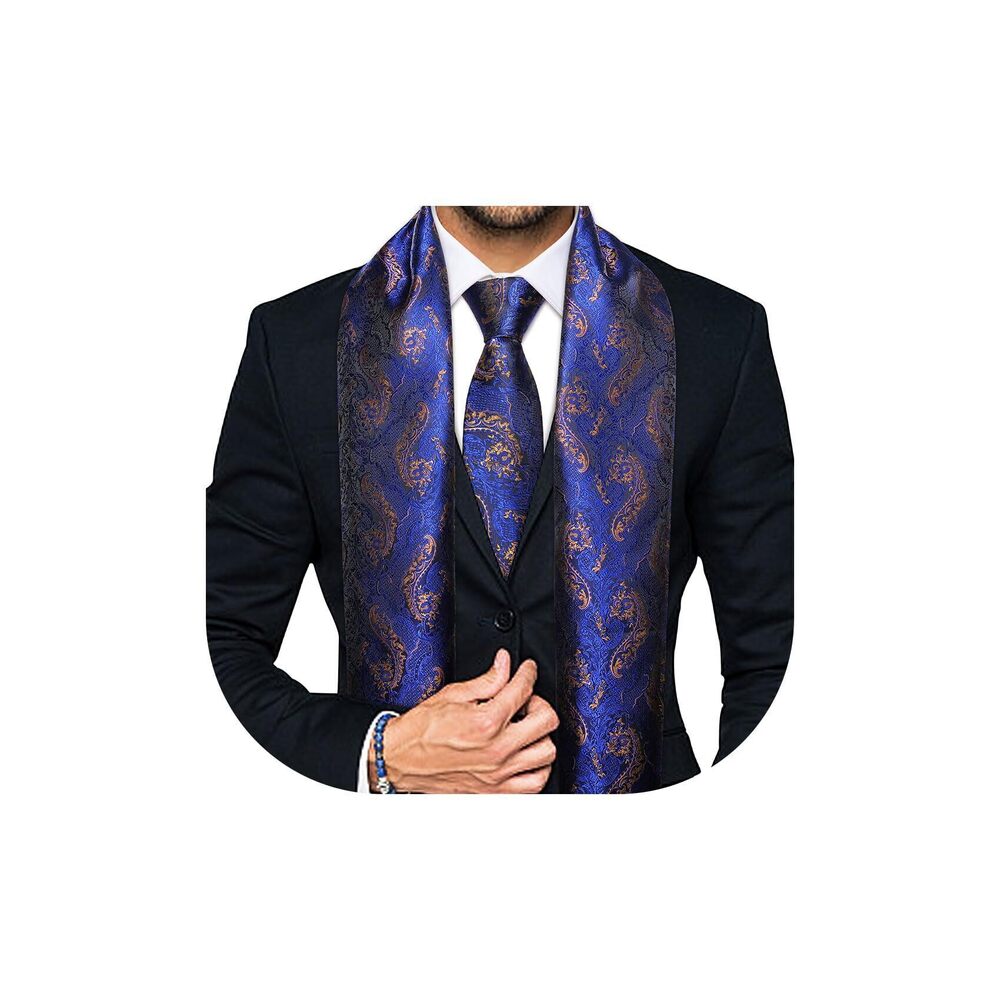7882 2PCS Scarf Necktie Set / Fashion Silk Lightweight Feeling Print Soft